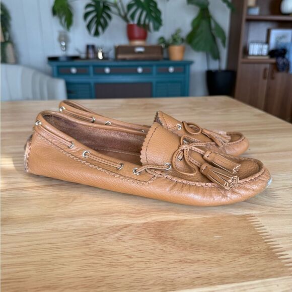Coach Tan Leather Moccasins with Tassels - Picture 3 of 7
